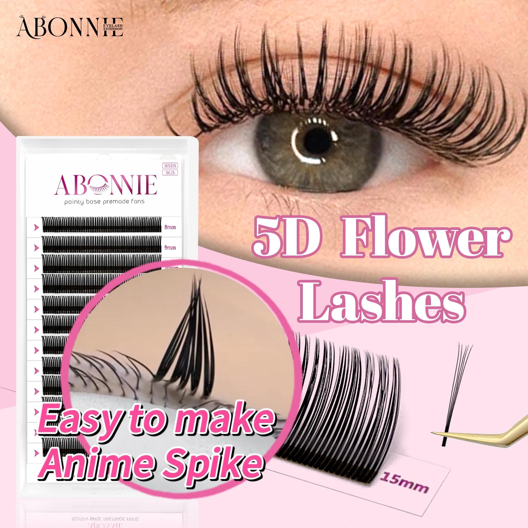 Abonnie Angel Lashes – Extensions de cils individuels pré-faits en forme de fleur 5D, cils effilés p