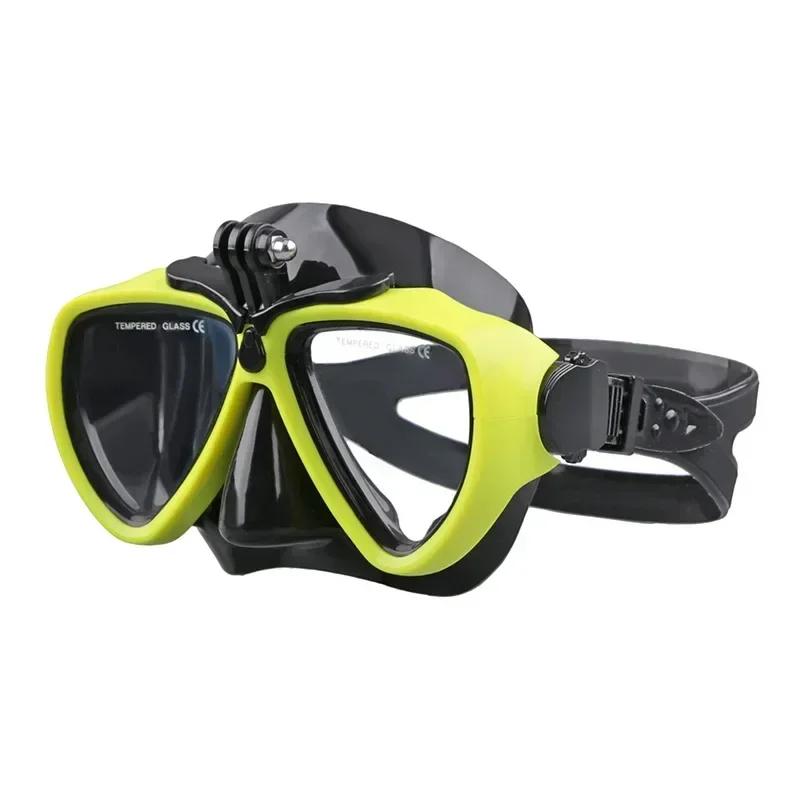 Masque de plongée sous-marine premium pour adulte, avec support de caméra, anti-buée, verre trempé, 