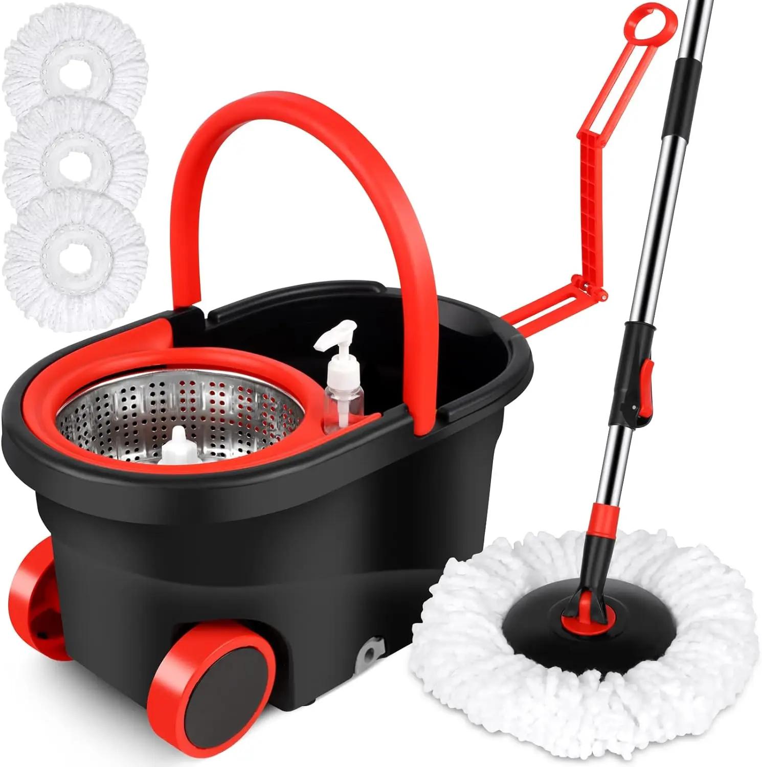 Vadrouille rotative avec 3 têtes de rechange en microcarence, livres à rotation à 360 °, manche arc-