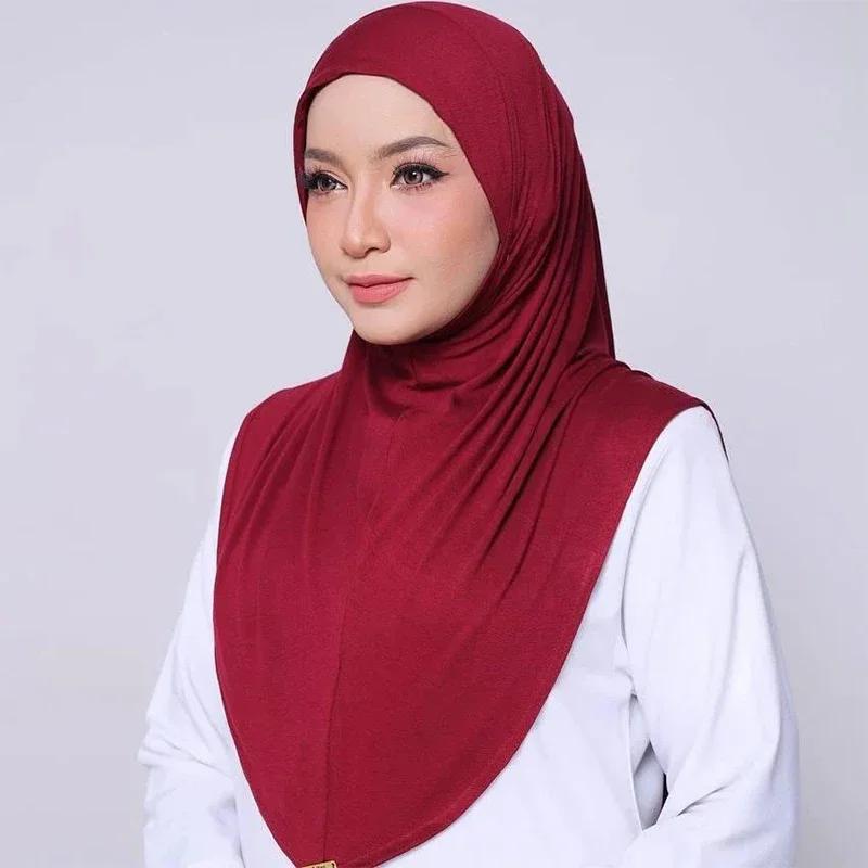 Nouveau instantané prêt à porter Hijab femmes musulmanes extensible sport Jersey Hijab foulards mala