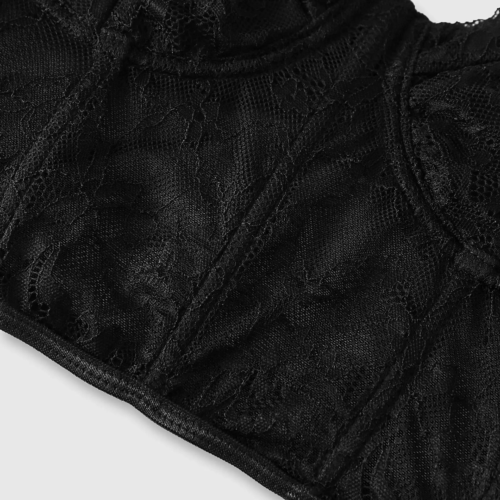 Soutien-gorge push up en maille semi-transparente pour femme, bustier tubulaire, corset noir sexy, b