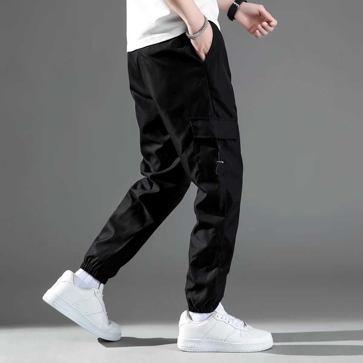 Mid Waist Stylish Drawstring Design Men Trouser Polyester Overalls Thermal for Dating Cargo Pants Po