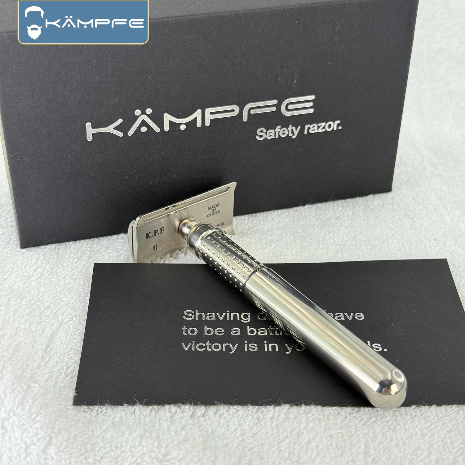 Rasoir de sécurité KAMPFE Double-Comb en titane, système de peignes ouverts et fermés réutilisable |