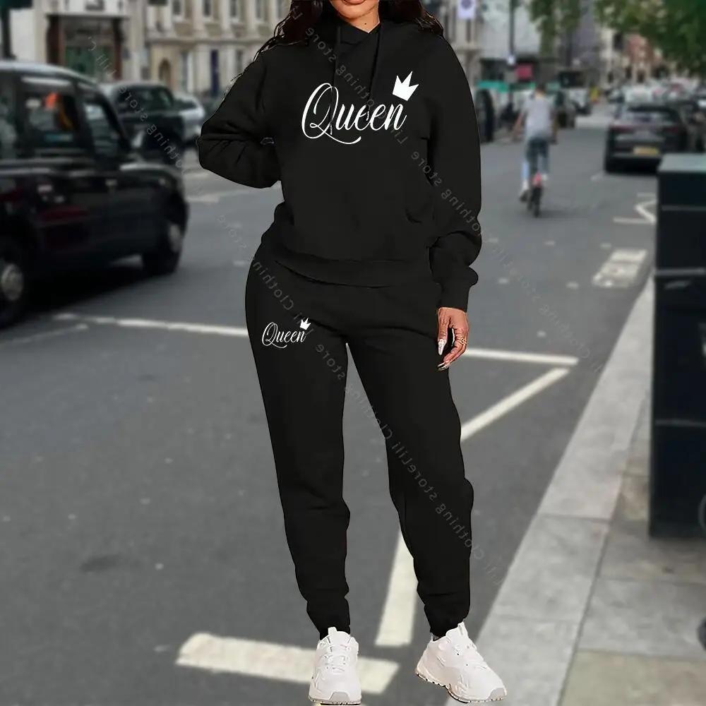 Ensemble de survêtement pour femmes, vêtements d'automne et d'hiver, sweats à capuche et pantalons,