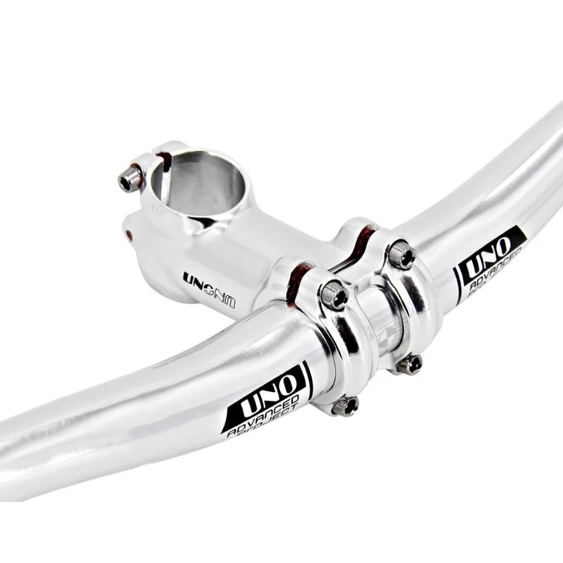UNO-Guidon plat et courbé pour vélo, couleur argent, pour VTT, dimensions 31.8mm, 640mm, 680mm, 720m