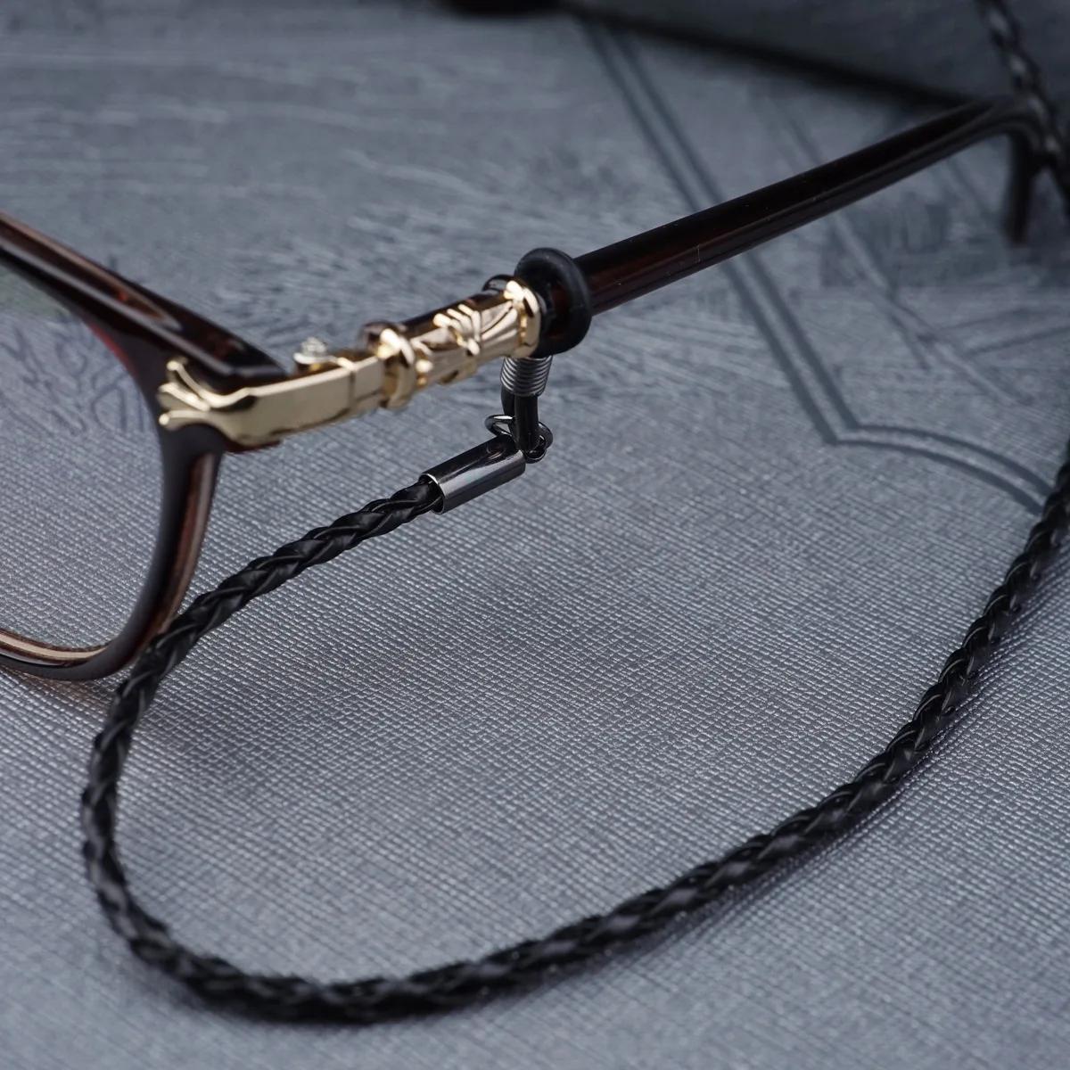 Lunettes en cuir pour hommes et femmes, 1 pièce, chaîne en corde tissée, à lacets, pour Sports de pl