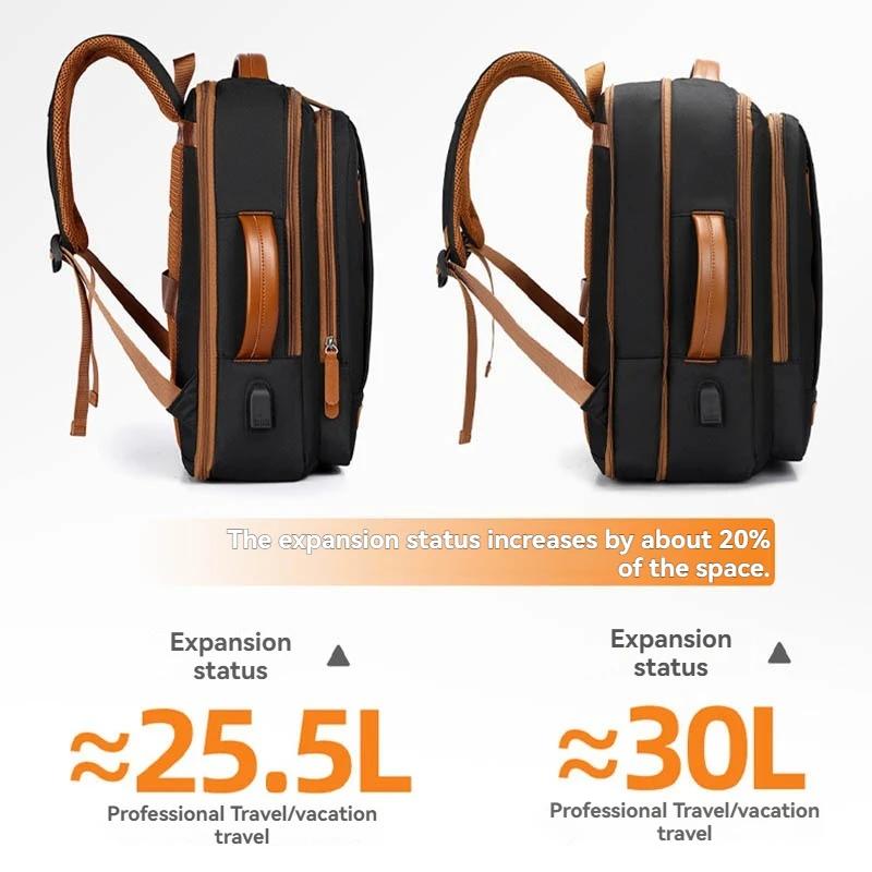 Sac à dos de voyage pour ordinateur portable, sac à dos étanche extensible avec port de chargement U
