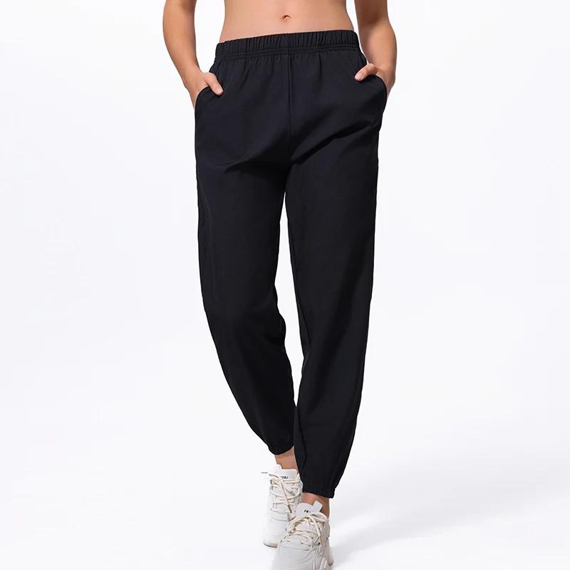 Pantalon de sport décontracté pour femmes, 1/2 pièces, avec poches noires, pour course à pied, Fitne