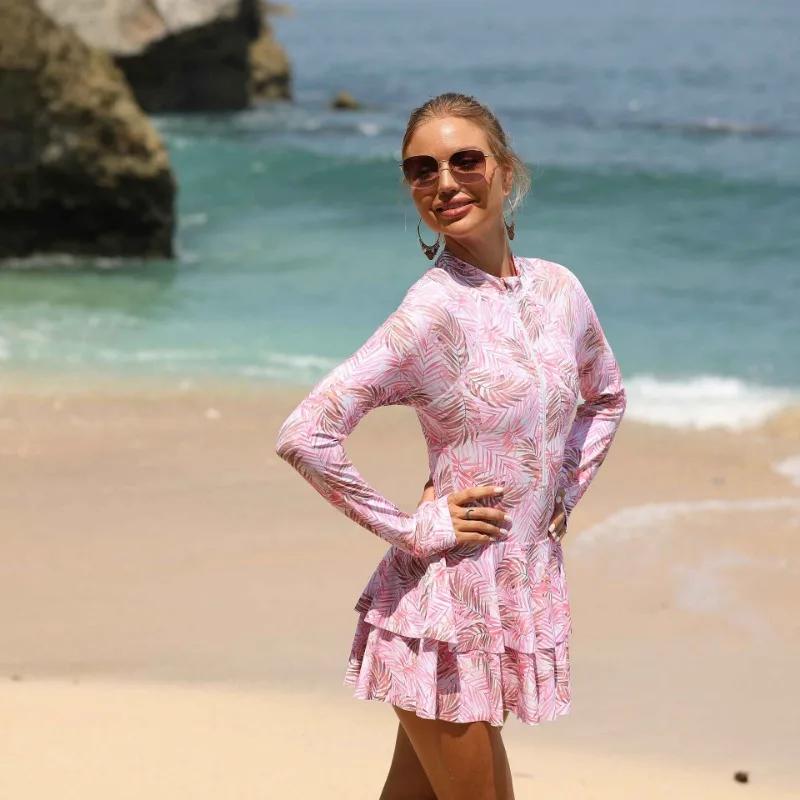 Maillot de bain une pièce pour femmes, combinaison de surf à manches longues, pour filles, Protectio