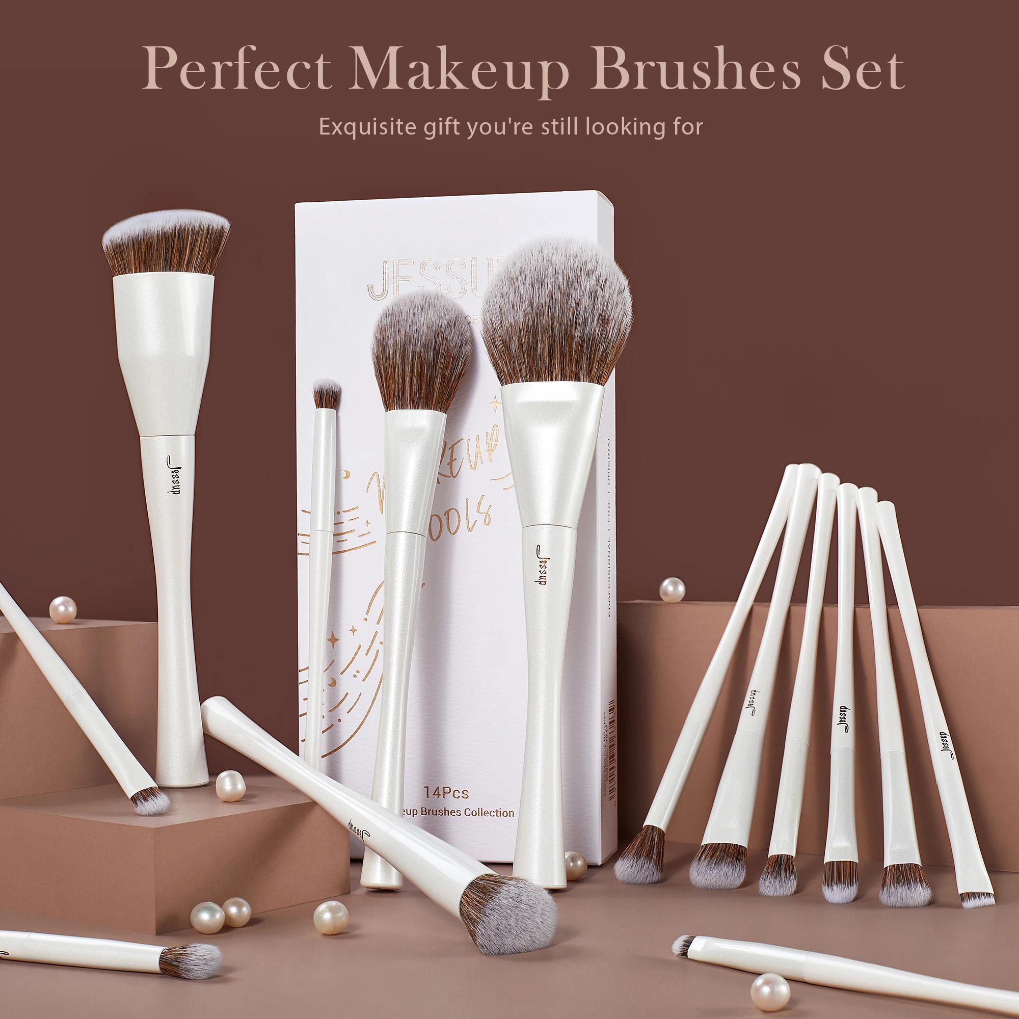 Jessup ensemble de pinceaux de maquillage, 4-14 pièces pinceaux de maquillage, fond de teint synthét
