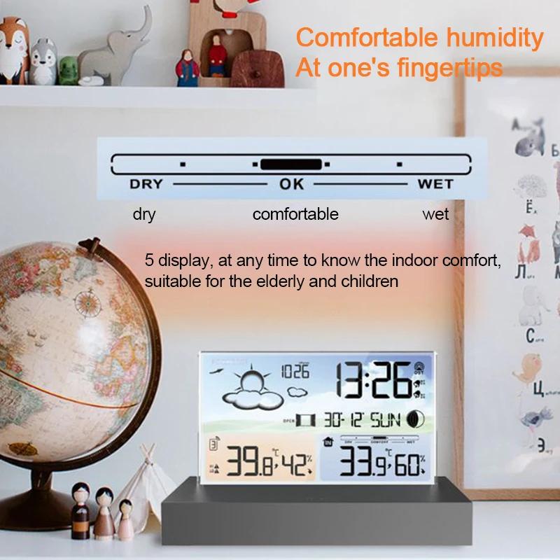 Station météo numérique multifonctionnelle, réveil, capteur de température intérieure et extérieure,