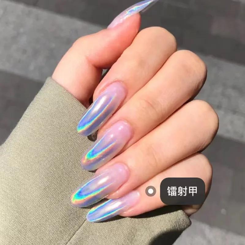 Poudre à ongles Laser chromée 6 couleurs, miroir holographique, Pigment pailleté, argent/or, poussiè