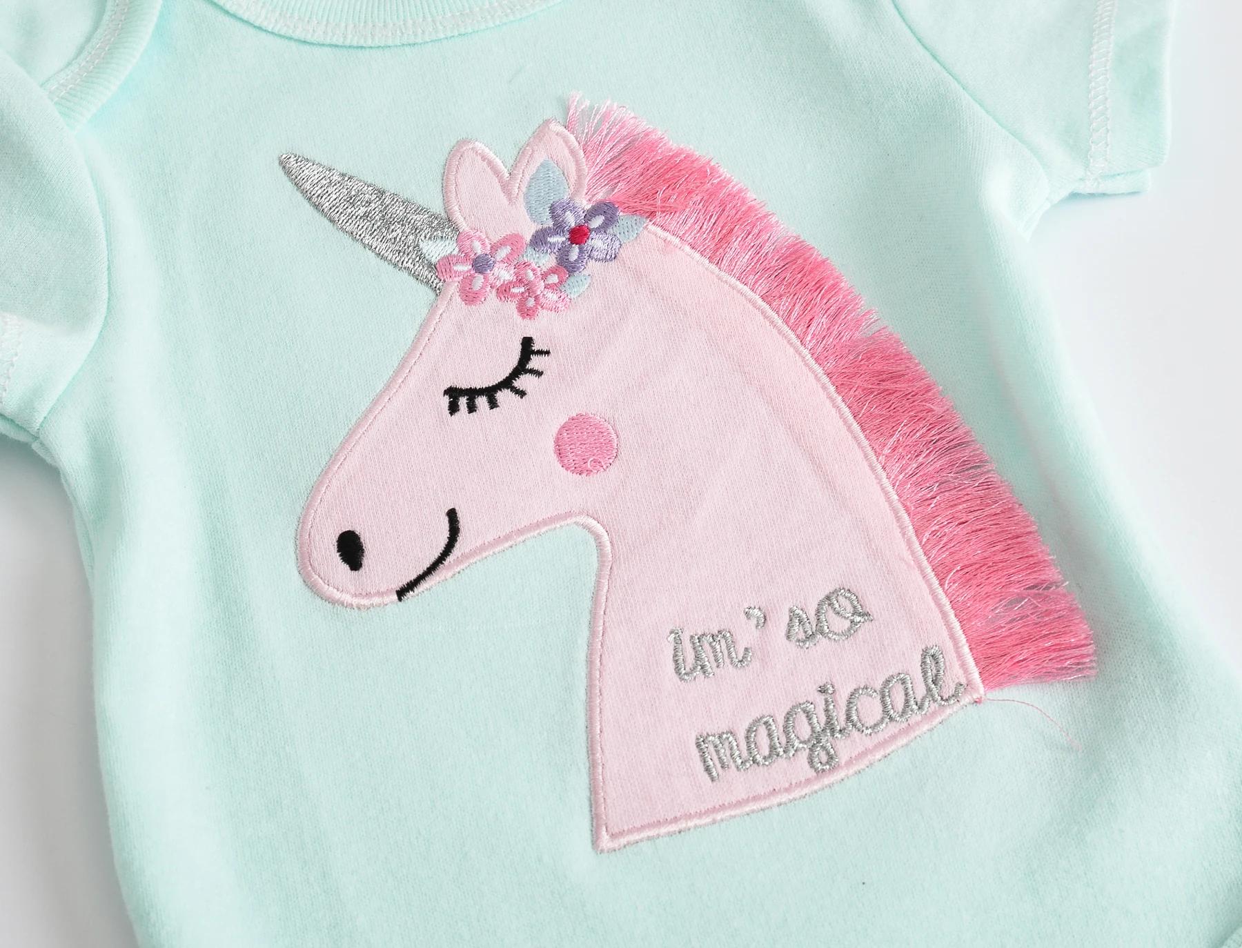 Ensemble de 3 pièces pour bébés filles nouveau-nés, combinaison licorne pour bébés filles, vêtements
