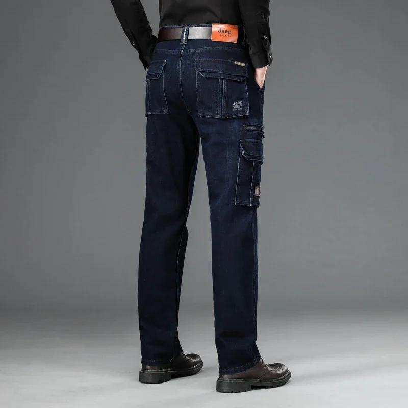 Pantalon cargo en denim multi-poches pour hommes, jean droit décontracté épais, surintendant ser, gr