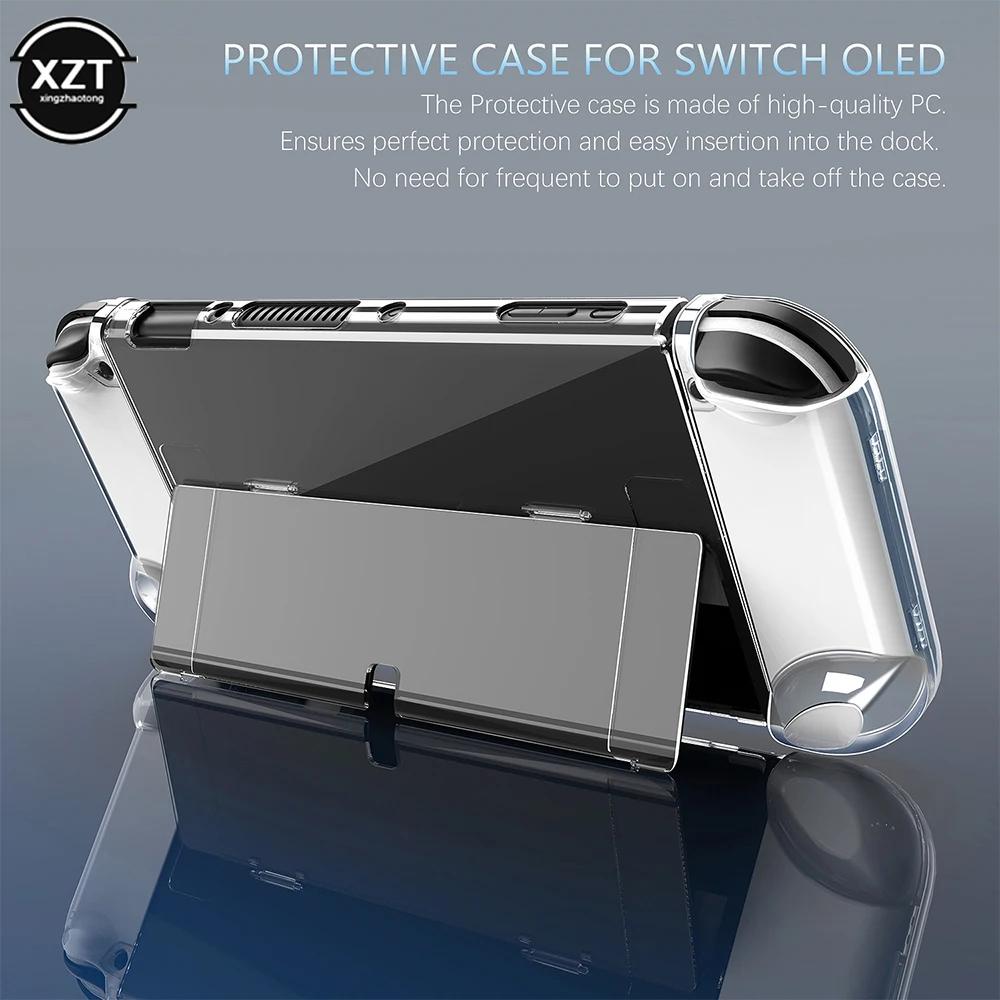 Coque de protection en cristal pour Nintendo Switch OLED, étui rigide Transparent, station d'accueil