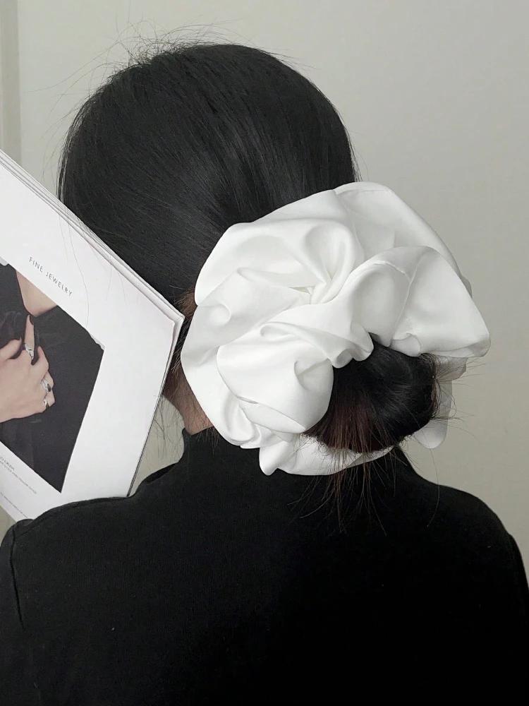 Chouchou en fausse soie Extra Large pour femmes, 1 pièce, pelucheux, haute élasticité, doux et soyeu