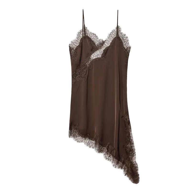 MUJER dentelle Slip Mini robe femmes Satin dos nu robe d'été femme asymétrique fête femmes robe Sexy