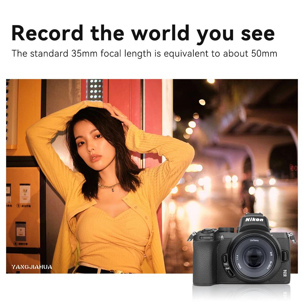 7artisans 35 mm F1.4 Mark II APS-C Objectif manuel à grande ouverture pour Sony E ZVE10 A6000 Fujifi