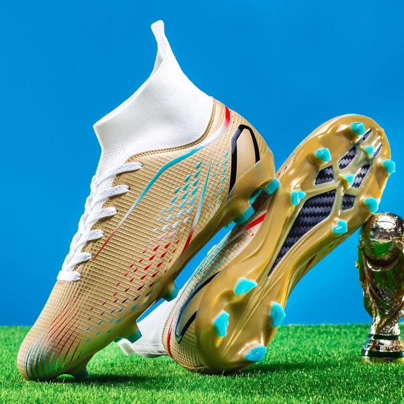 Chaussures de football respirantes unisexes pour match et entraînement sur gazon et futsal