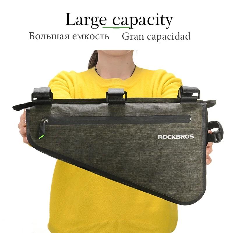 ROCKBROS-sac triangulaire de vélo portable, grande capacité, étanche à la pluie, sacoche de cyclisme