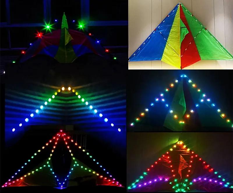 Bricolage led cerf-volant volant 56 pièces lampe à LED brillant accrocher des cerfs-volants pour adu