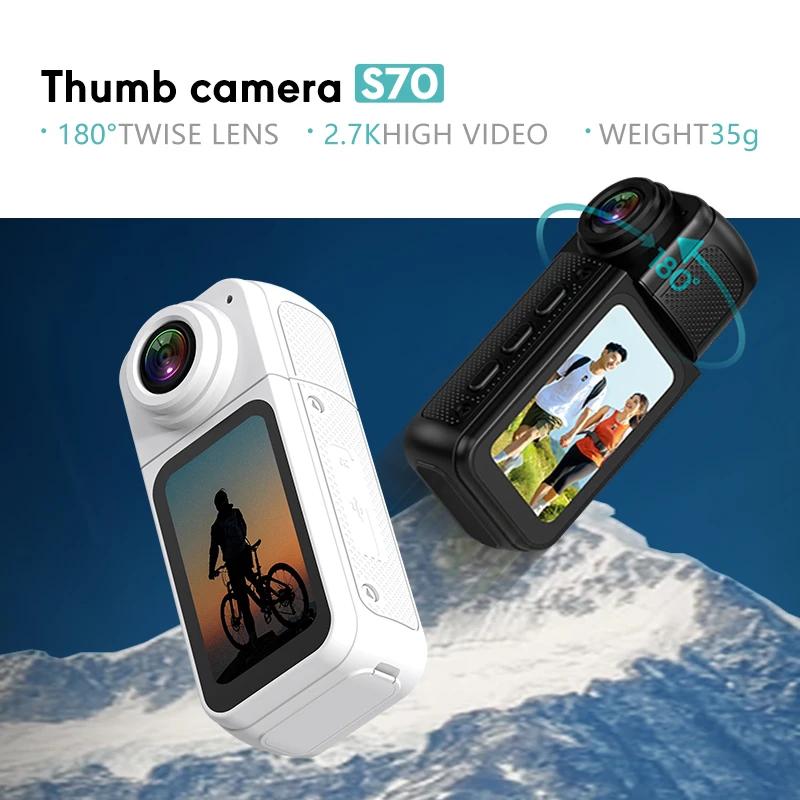 Caméra à pouce S70 180 °   Caméra d'action avec enregistreur de cyclisme WIFI Sport DV, 2.7K/1080P, 