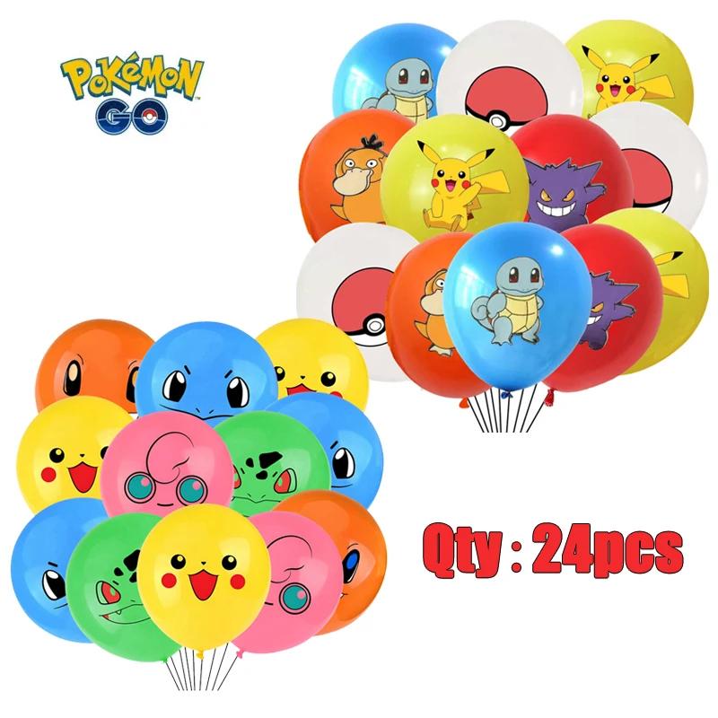 24 pièces ballons Pokemon pour anniversaire 12 pouces dessin animé ballon en Latex fête d'anniversai