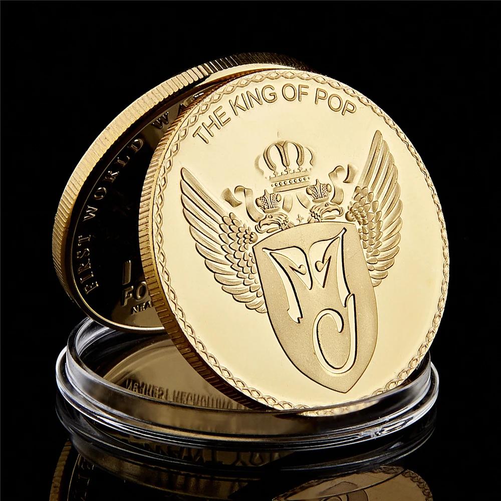 Michael Jackson le roi du Pop pièce commémorative plaquée or cadeau d'anniversaire pièces de collect