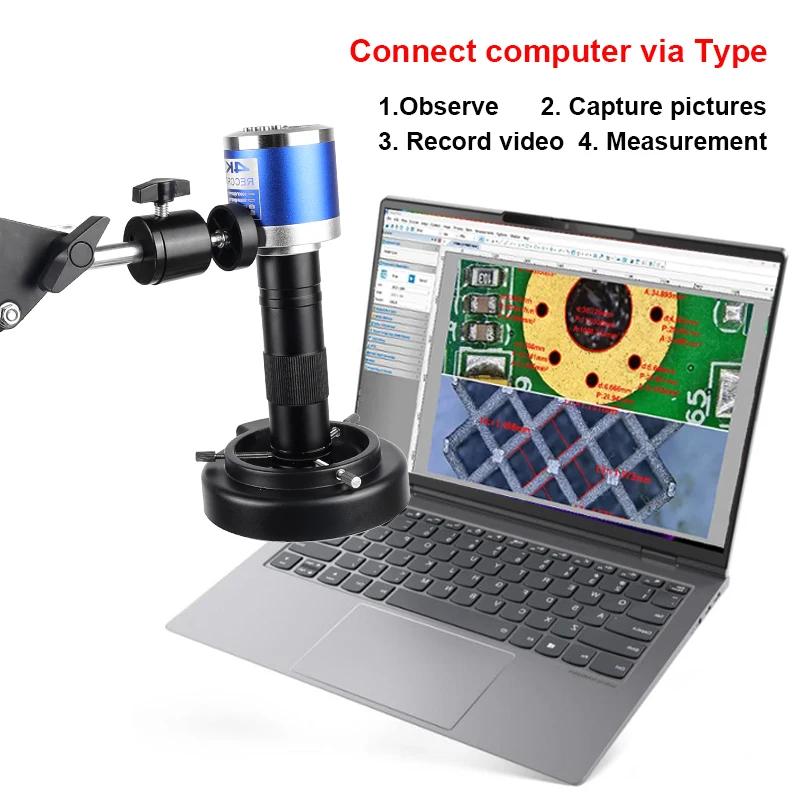 Microscope à souder avec objectif Zoom 1-150X HD 4K 48MP 1080P, caméra industrielle Type C HDMI, Mic