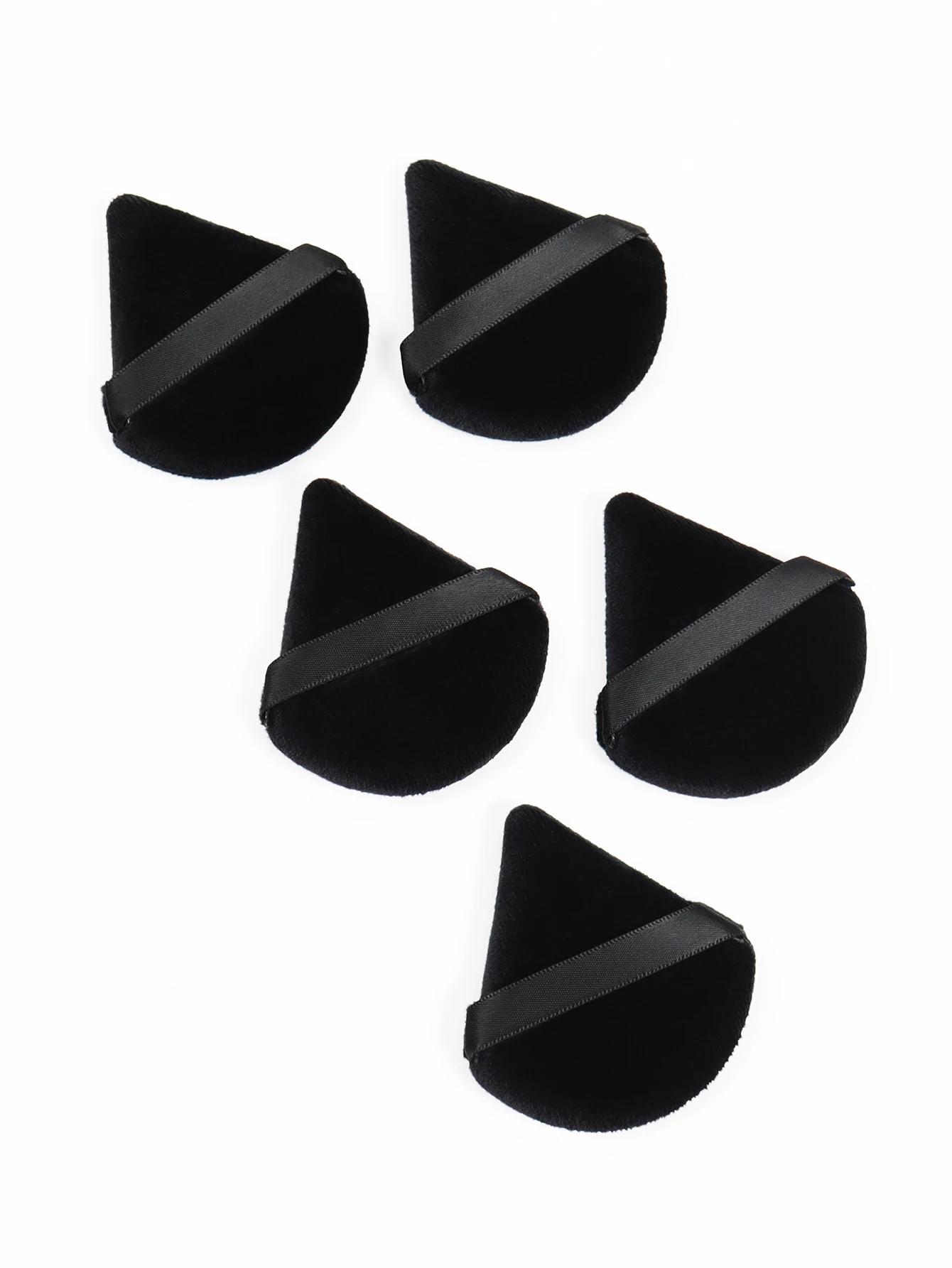 Triangle noir bouffée de poudre éponge de maquillage pour le visage doux velours cosmétiques bouffée