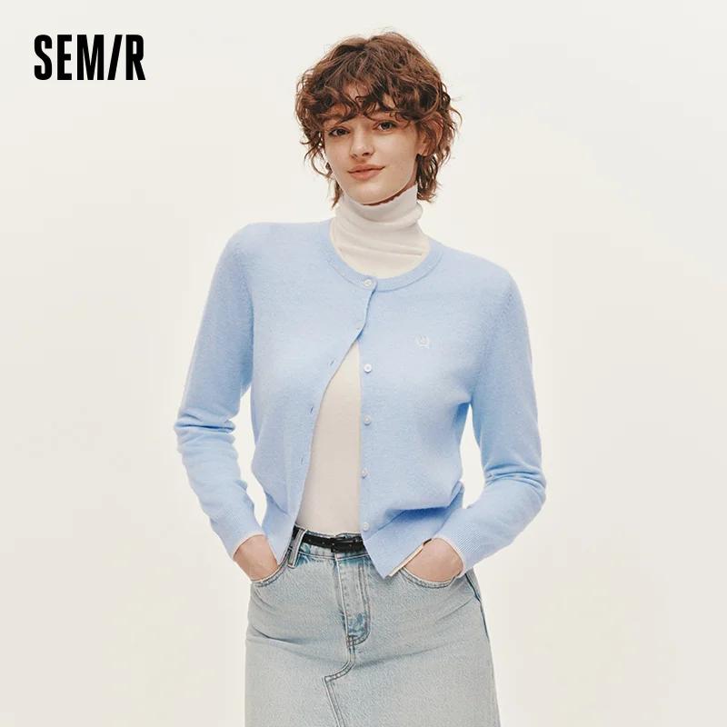 Semir tricoté pull coupe ajustée brodé pull femmes 2025 hiver Style court col rond haut superposé