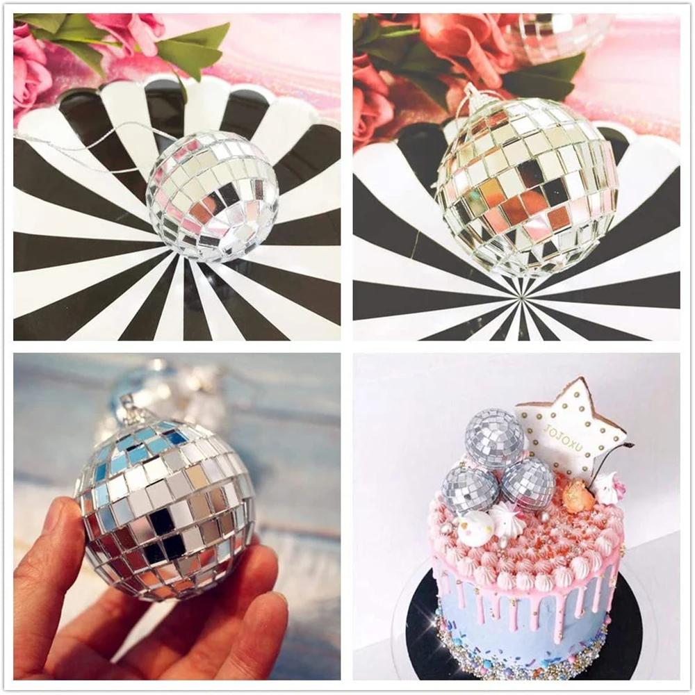 Boule Disco miroir 2-10cm, décorations de fête des années 70, ornements suspendus réfléchissants pou