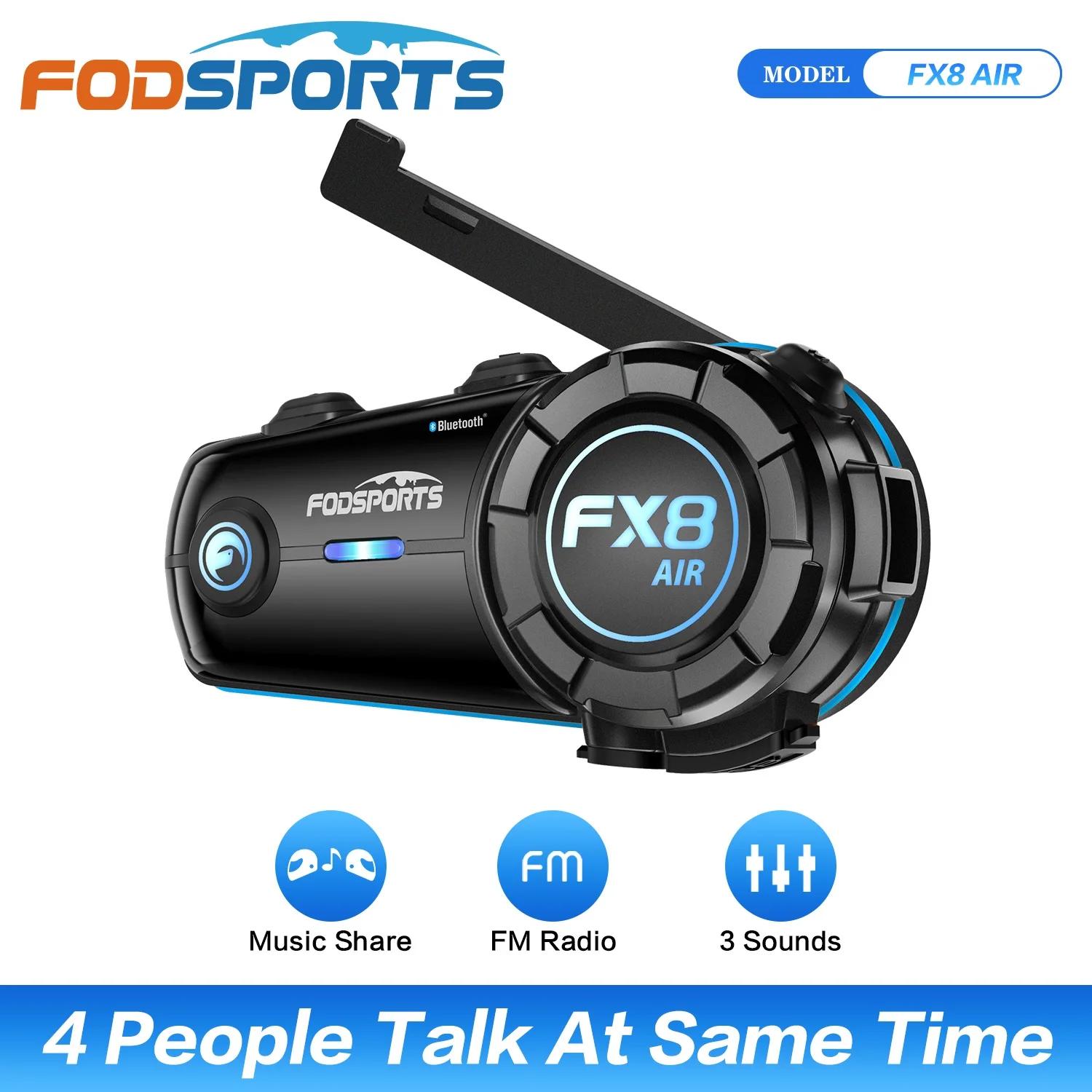 Fodsports FX8 AIR Interphone de moto Bluetooth Casque de moto, 4 coureurs 1000M.