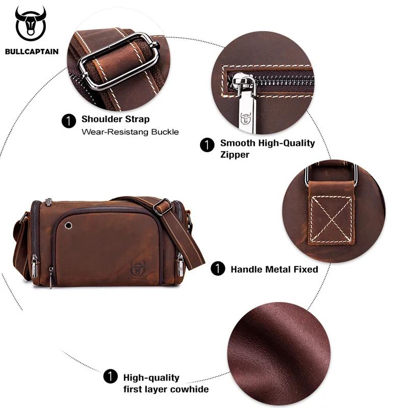 BULLCAPTAIN-Sac rétro en cuir de cheval pour homme, sacoche de bonne qualité, nouvelle collection 20