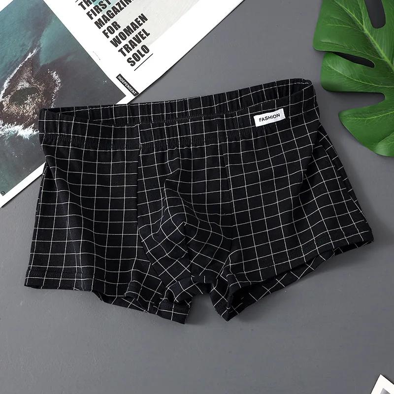 Sous-vêtements pour hommes respirant ample taille moyenne Sexy Plaid Homewear culottes coton confort