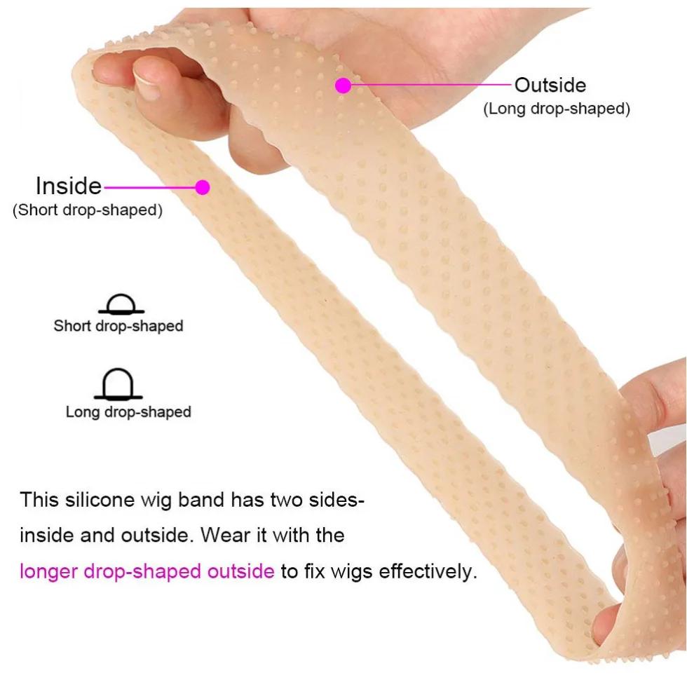 Bandeau en silicone antidérapant sans couture avec bonnet de perruque en nylon extensible pour la fi