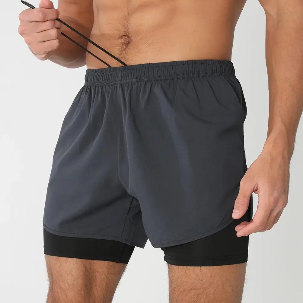 Short de course avec poches doublées pour homme, séchage rapide, léger, respirant, athlétique, sport