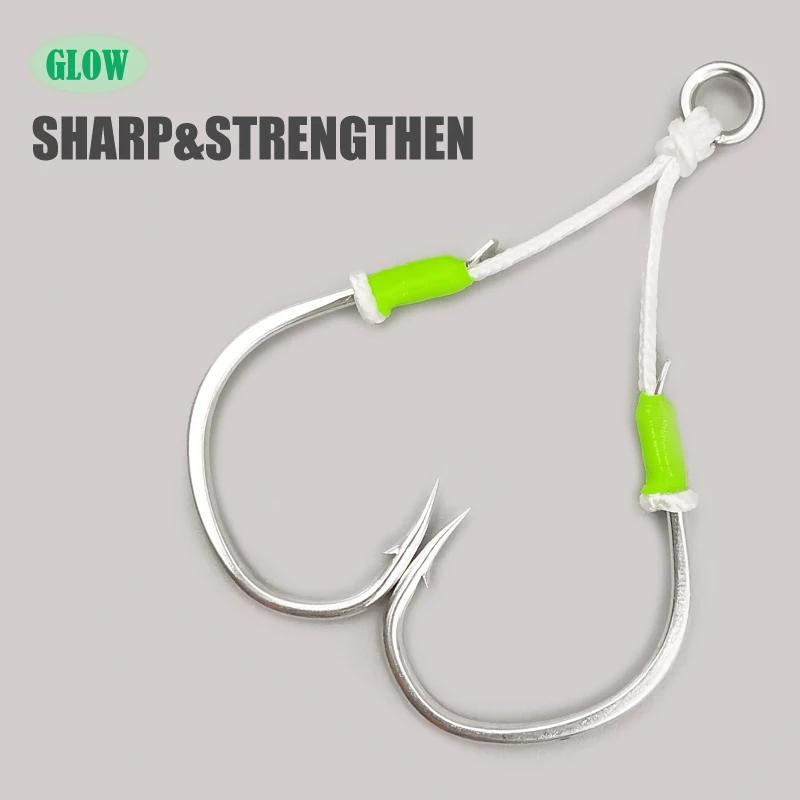 3-SJ – hameçons de pêche à gabarits lent, double assistance, lueur, brème de mer, accessoires de pêc