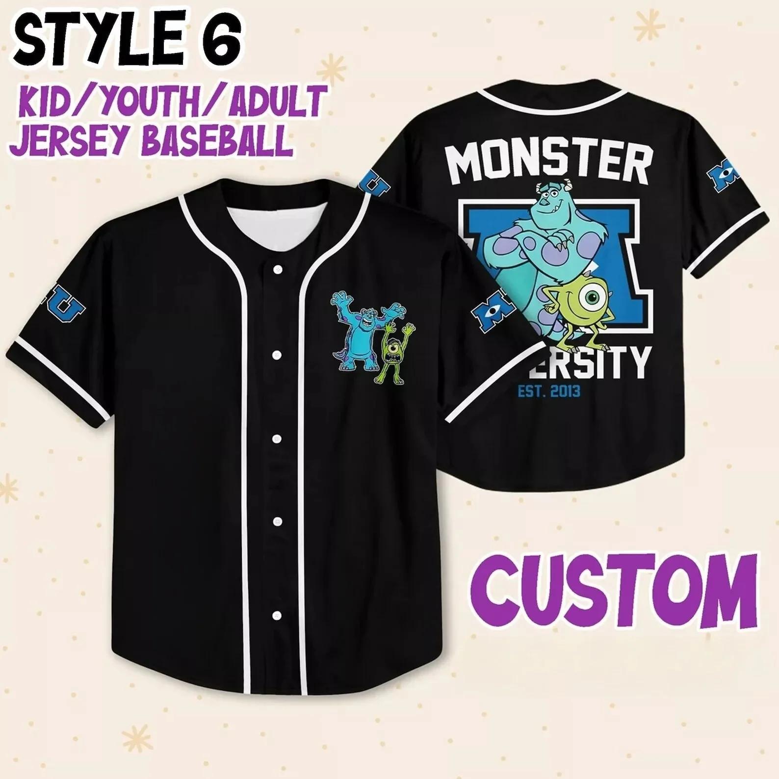 Maillot de Baseball personnalisé Monsters University Mike Sulley, chemise de Cosplay pour enfants, j
