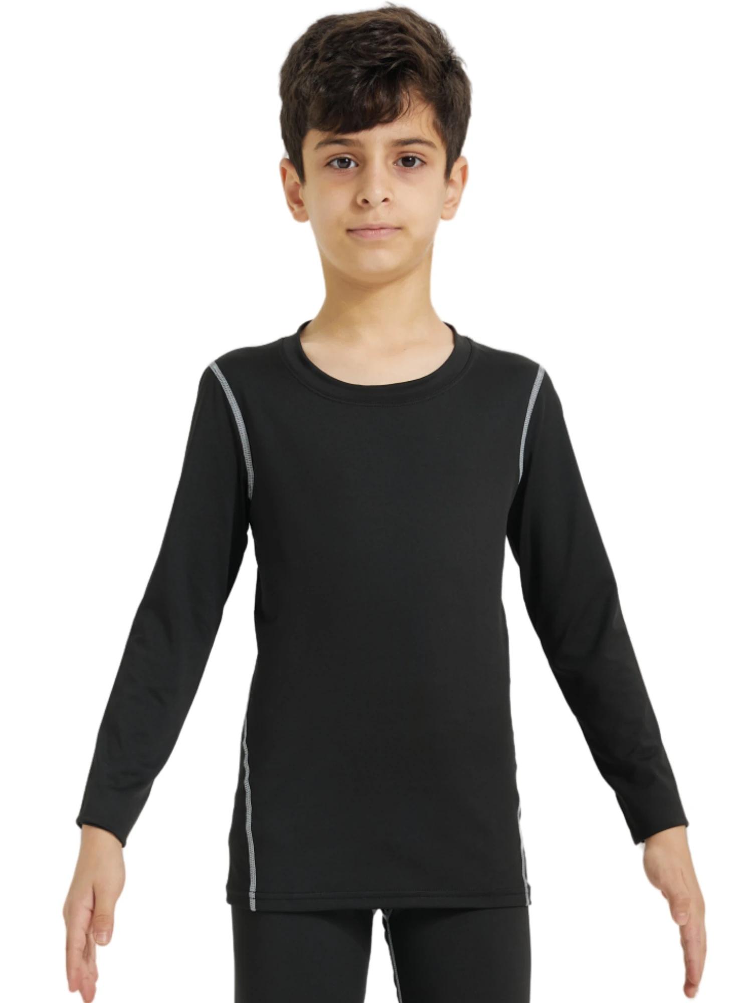 Chemises de Compression pour jeunes garçons, athlétiques, séchage rapide, manches longues, sous-vête