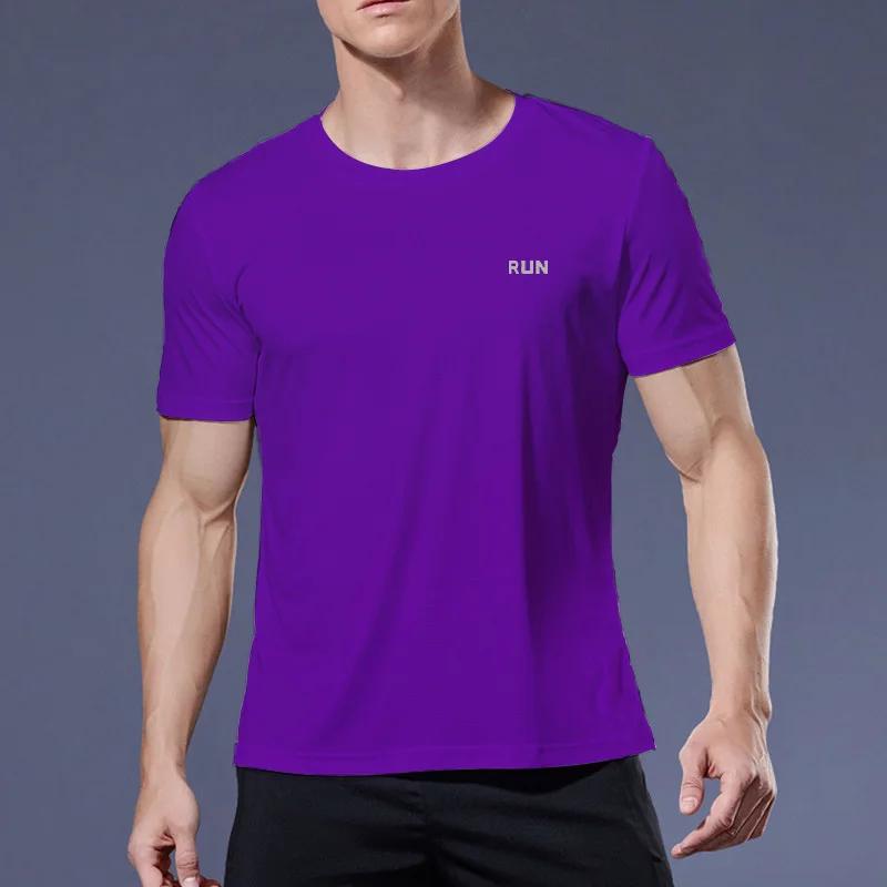 T-shirt homme violet 5XL en polyester manches courtes col rond printemps 2024