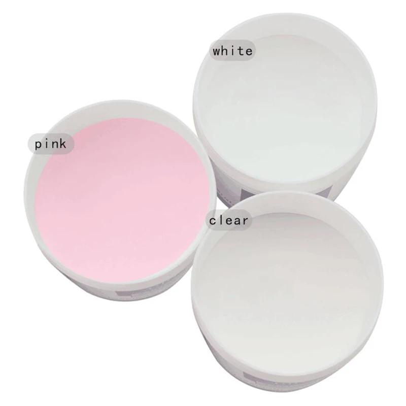 Poudre à ongles acrylique transparente/rose/blanc, 3 couleurs, poudre polymère cristal sculptée, ver