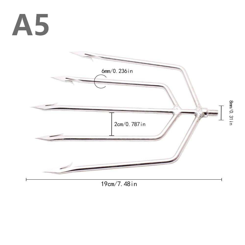 Hameçon d'ancrage de poisson en acier inoxydable, tête de harpon, avec barbe, fourchette pointue, de