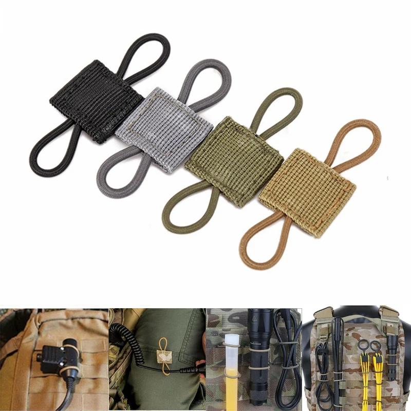 Système Molle tactique, boucle de sac à dos, sangle fixe PTT, ruban élastique Molle pour bâton d'ant