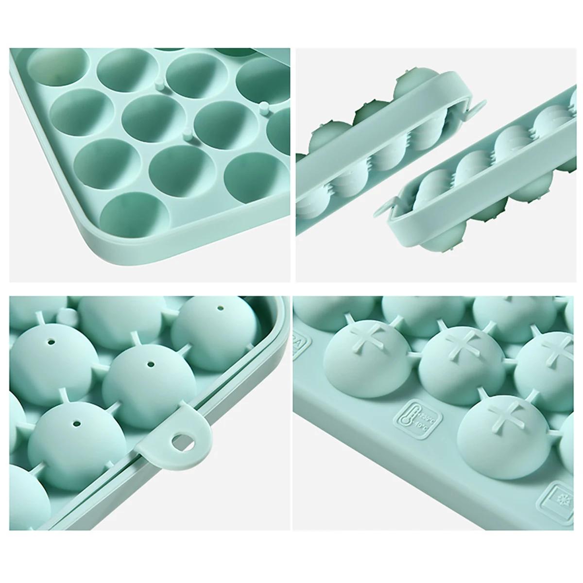 Moule à glaçons en Silicone à 25 grilles, boule de glace avec couvercle, boîte de rangement de glace