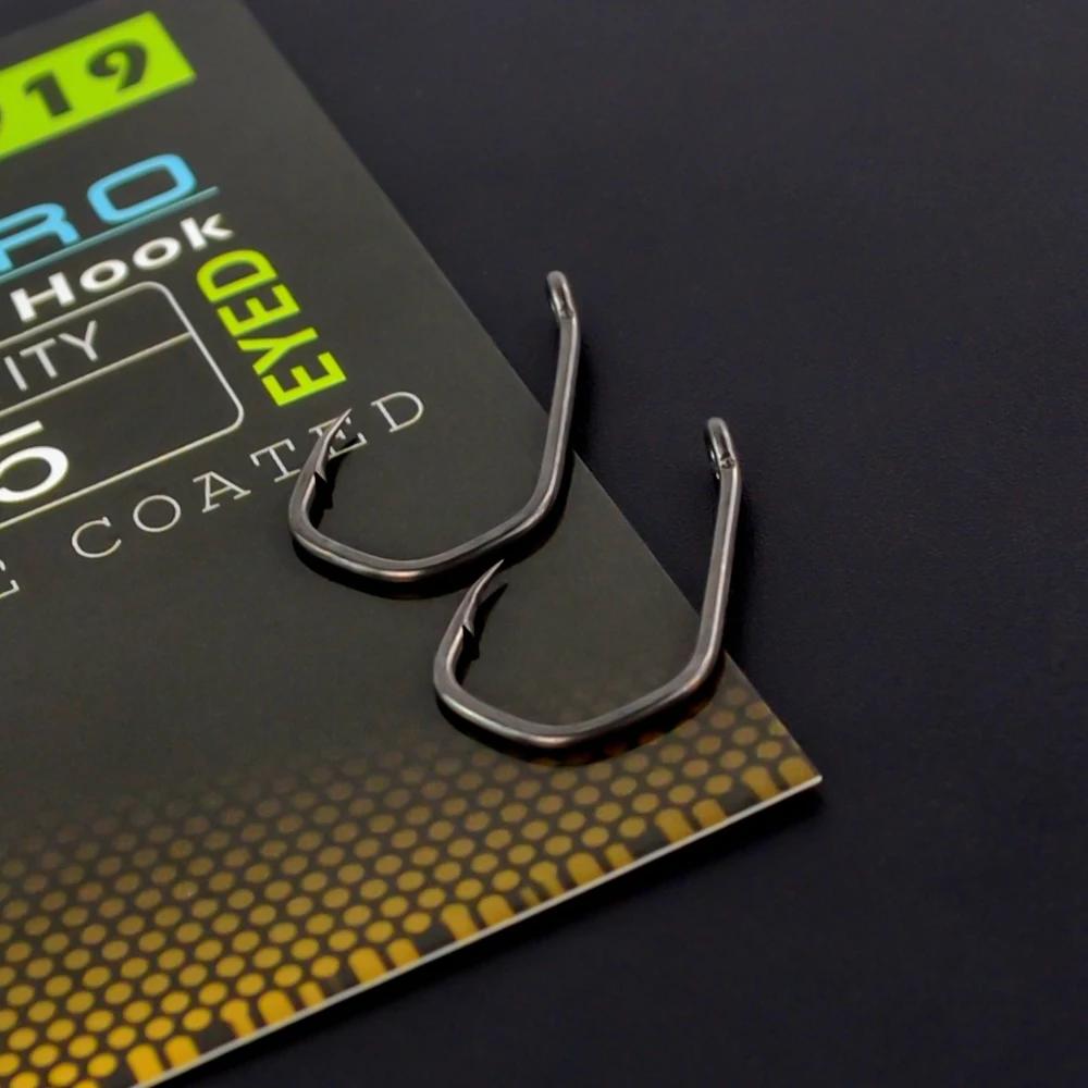 Hirisi 15 pièces PTFE enduit hameçon en acier à haute teneur en carbone Micro barbelé avec oeil carp
