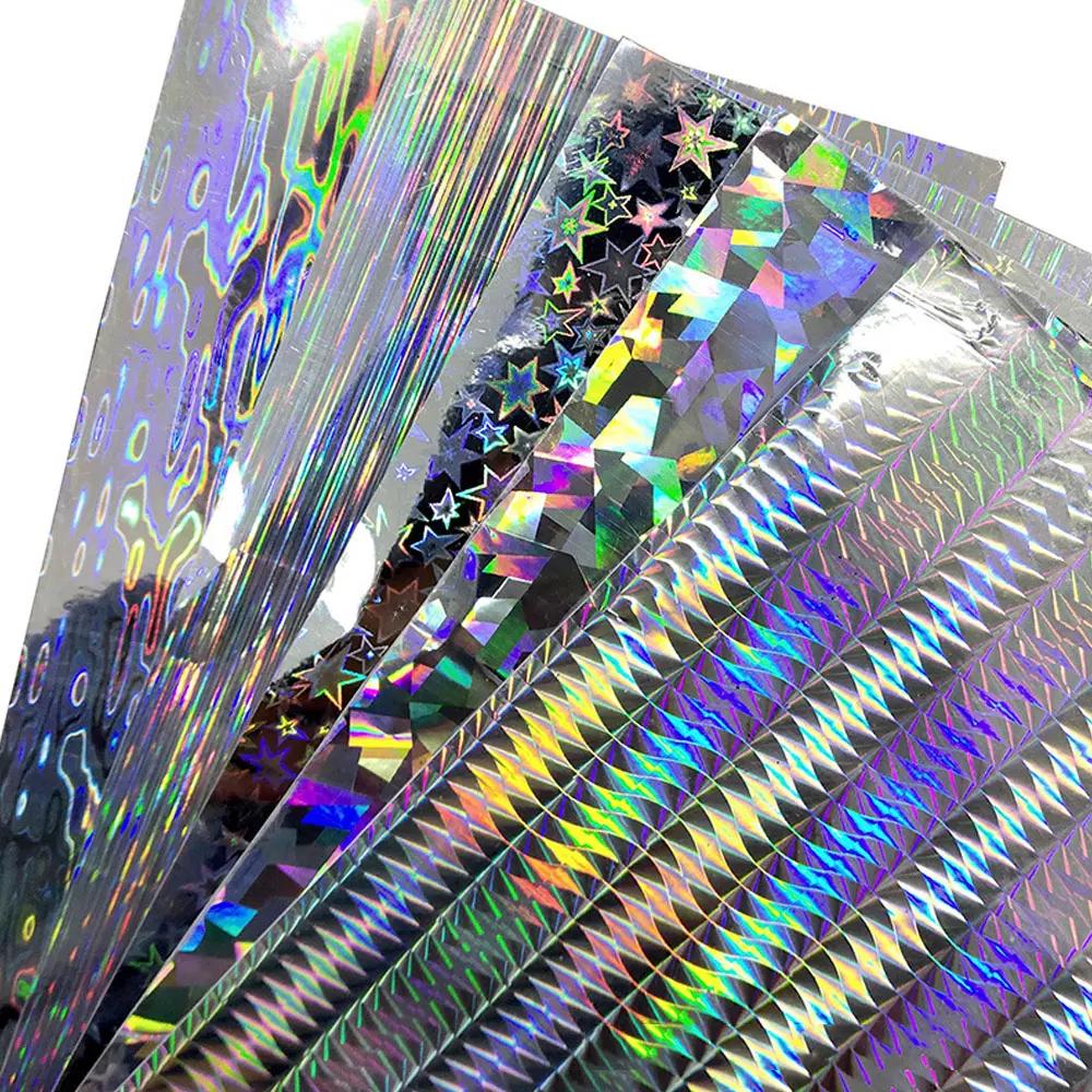 Autocollant d'appât dur de pêche Portable 10x20cm, 5 pièces, Film adhésif holographique, Type Flash 