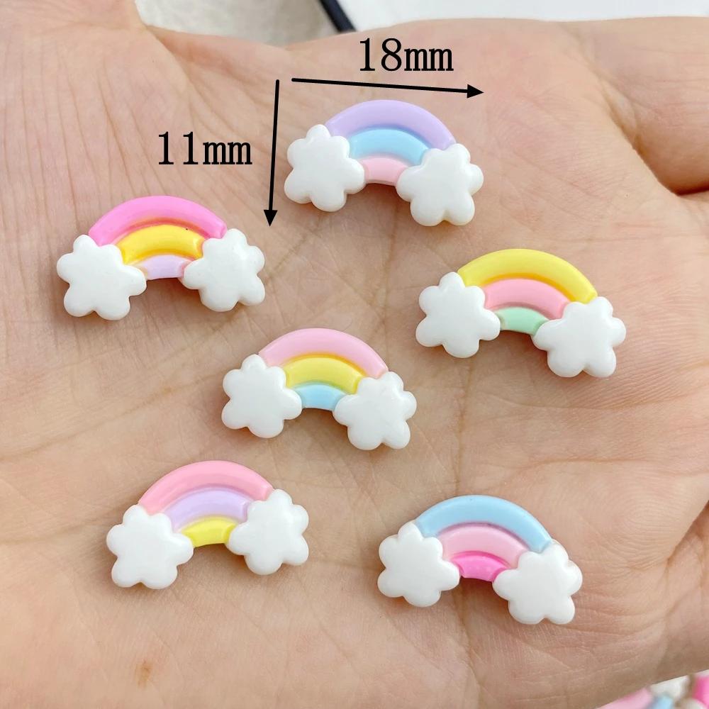 Mini arc-en-ciel en résine coloré, dos plat, embellissements pour nœuds de cheveux, accessoires de m