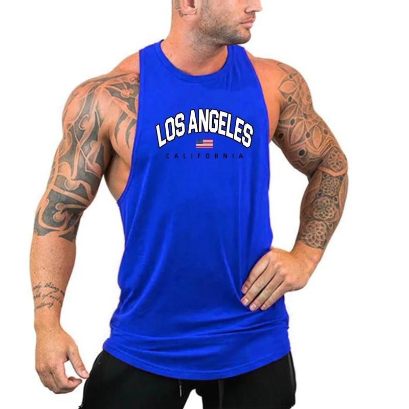 Gilets de sport en coton respirant pour hommes, chemise musculaire, chemise de musculation, vêtement