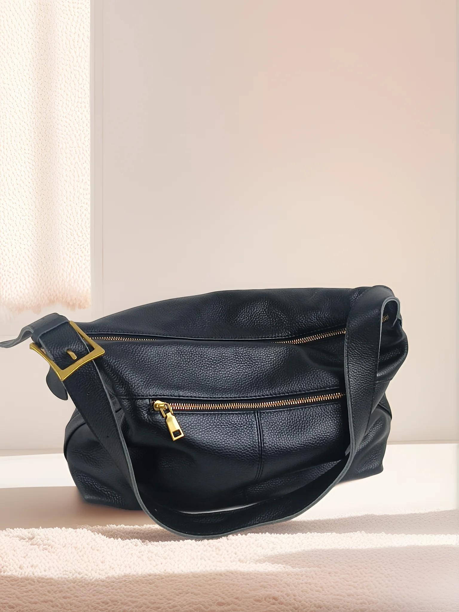 Nouveau décontracté femmes en cuir véritable poignée supérieure sac à bandoulière grande capacité fe